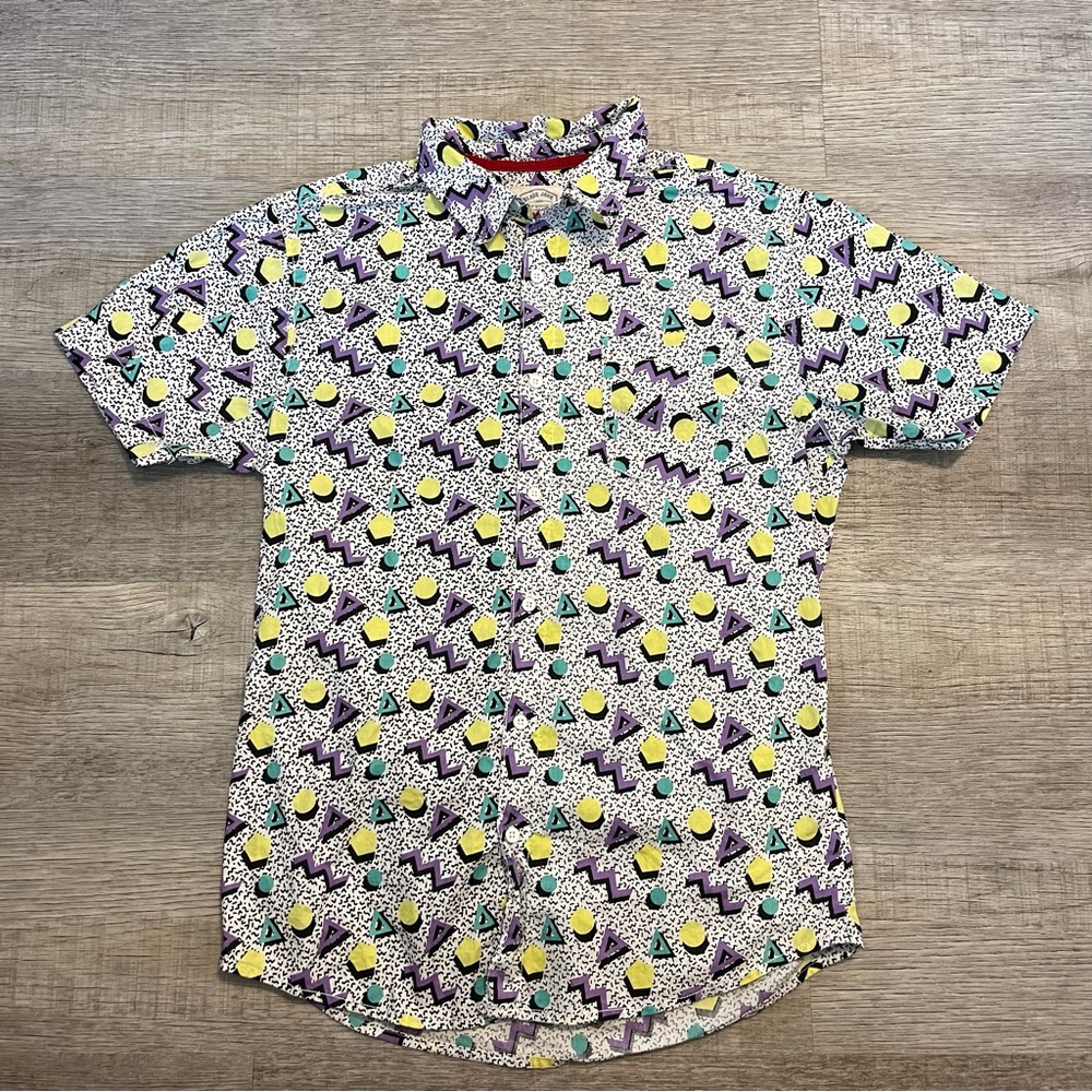 VINTAGE Black Jack 1999 Button Down with geometric pattern men’s size large